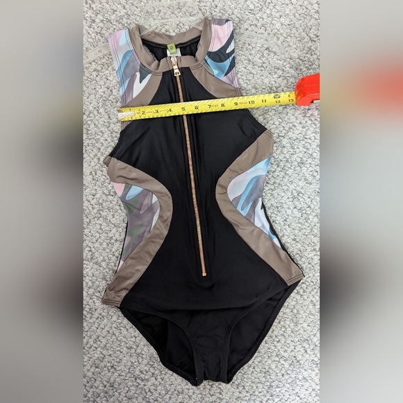 NWOT Next Womens (Medium) Front Zip Black & Metallic Racerback Bathing/Swim Suit - Picture 10 of 16